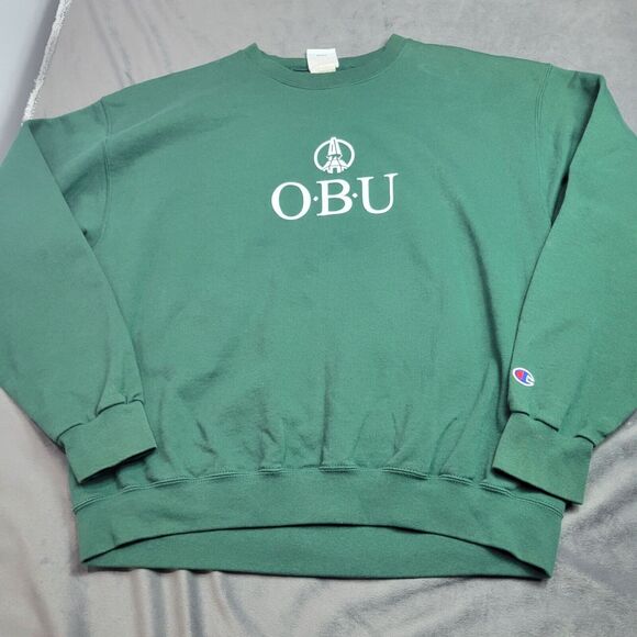Champion Green OBU Logo Sweatshirt L Cotton/Polyester - Picture 1 of 10